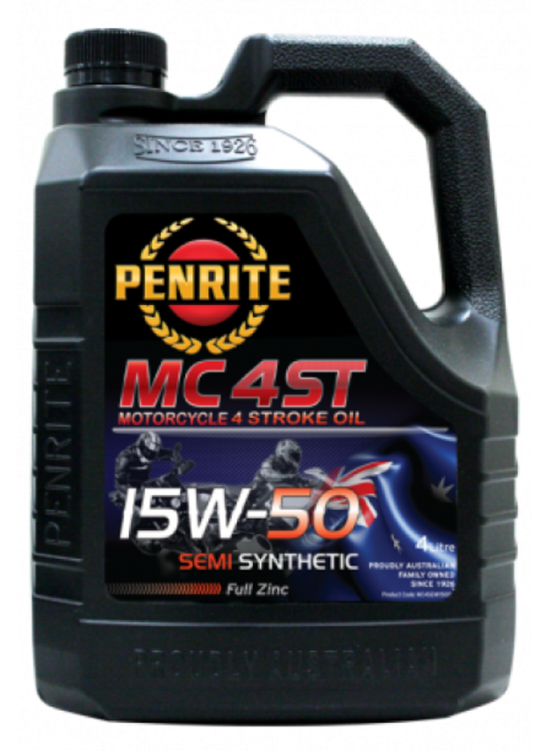 Penrite MC-4 Semi Synthetic 15W-50 Motorcycle 4 Stroke Oil, 4 Litres