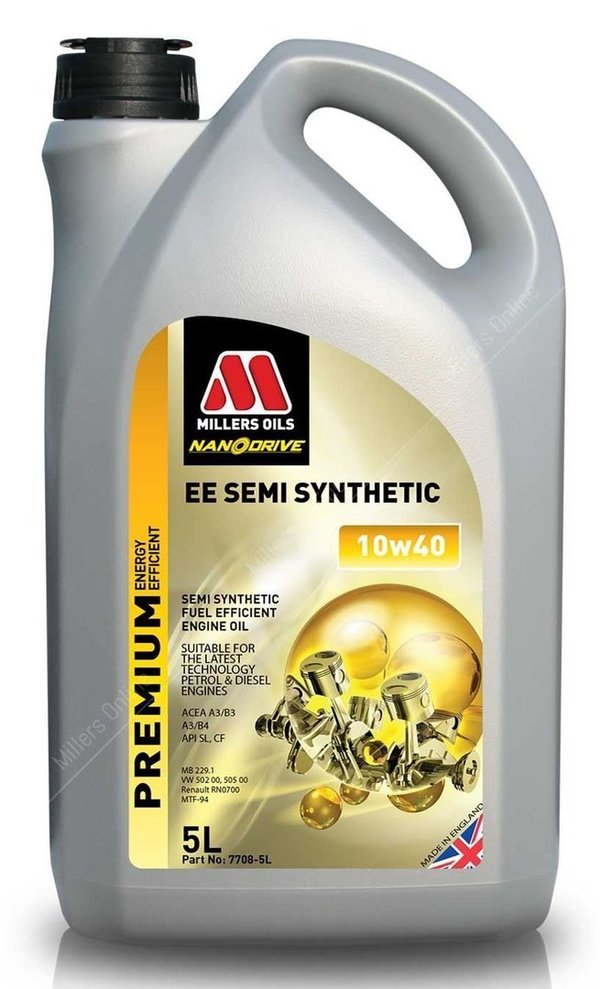 Millers Oils EE Semi Synthetic 10w40 A3/B4 Engine Oil 5 Litre