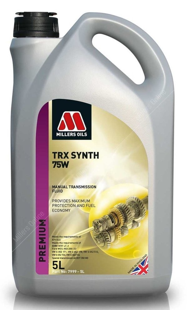 Millers Oils TRX Synth 75 Manual Transmission Fluid, 75w Fully Synthetic 5 Litres
