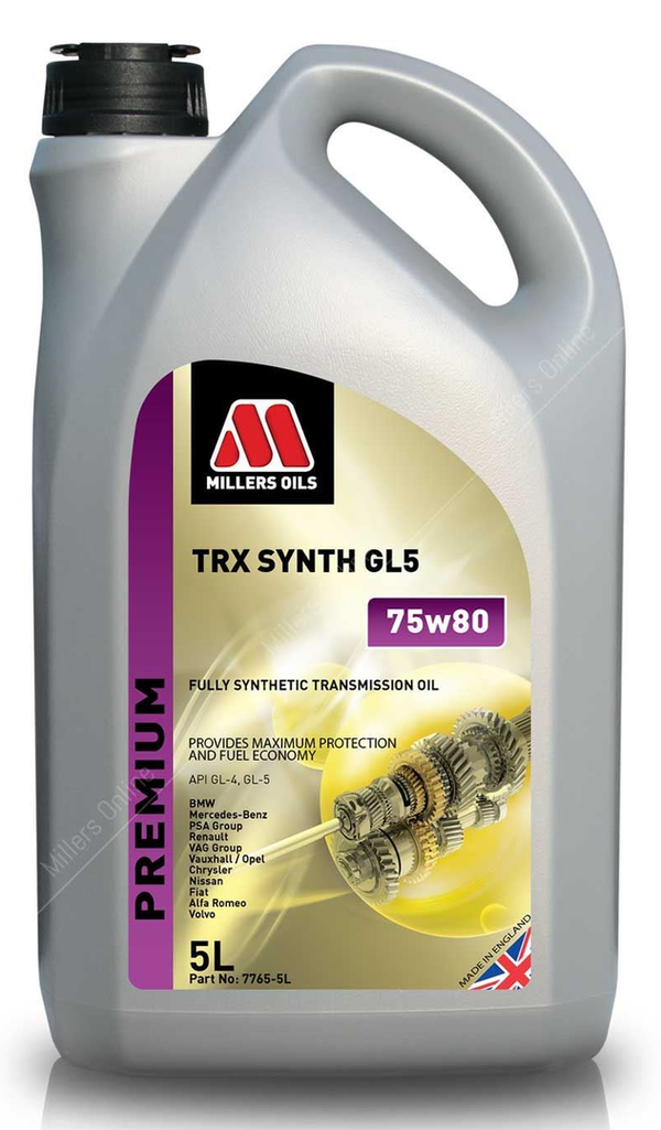Millers Oils TRX Synth GL5 Manual Transmission Oil, 75w80 Fully Synthetic 5 Litre