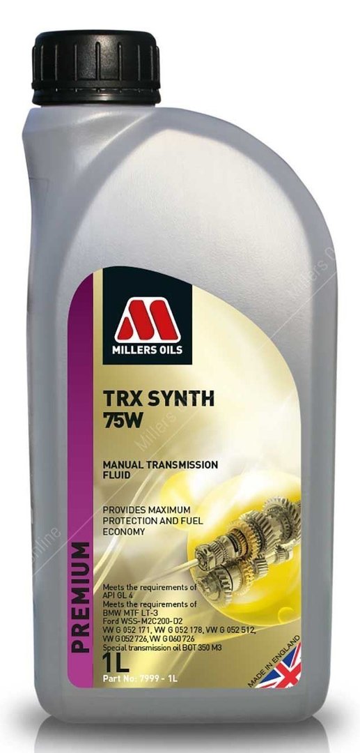 Millers Oils TRX Synth 75 Manual Transmission Fluid, 75w Fully Synthetic 1 Litre