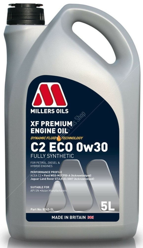 Millers Oils XF Premium C2 ECO 0w30 Fully Synthetic Engine Oil, Ford M2C950-A, 5 Litres