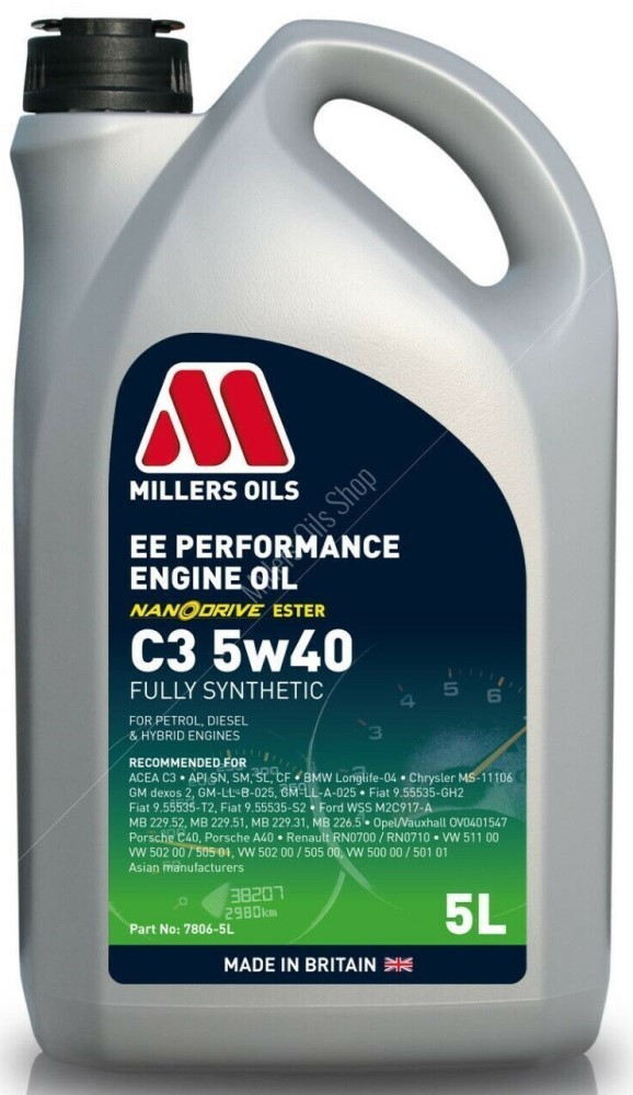 Millers Oils EE Performance 5w40 C3 SN Engine Oil, 5 Litres