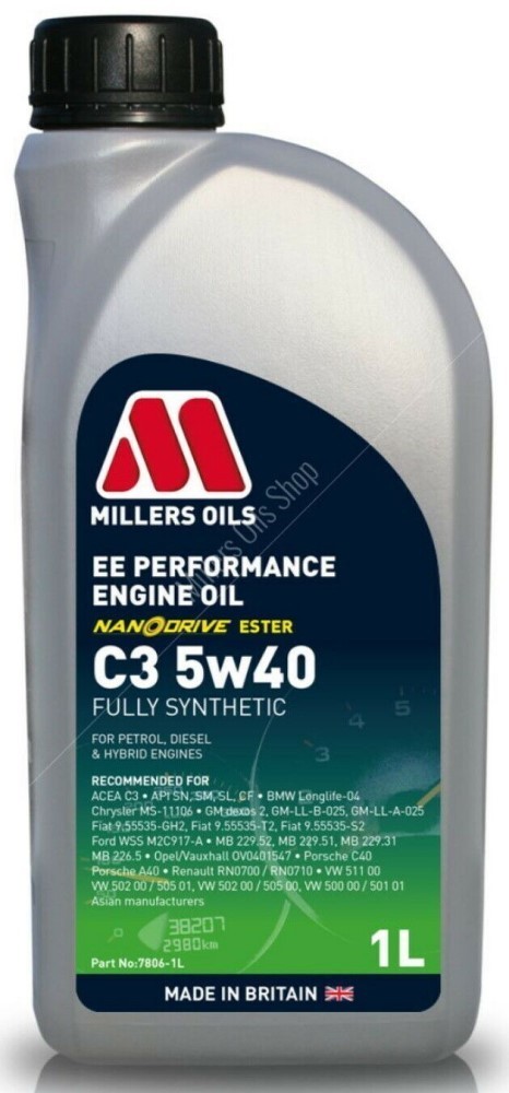Millers Oils EE Performance 5w40 C3 SN Engine Oil, 1 Litres