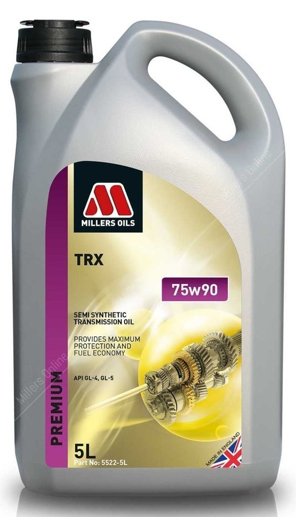 Millers Oils TRX 75W90 Semi Synthetic Gear Oil GL4 GL5, 5 Litre