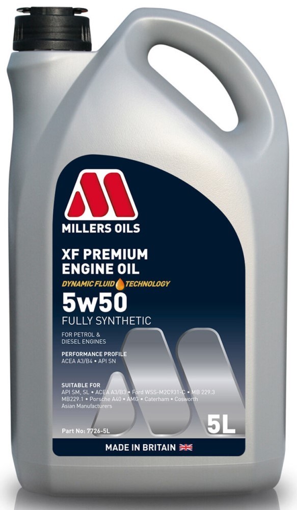 Millers Oils XF Premium 5W50 A3/B4 SN Fully Synthetic Engine Oil, 5 Litre