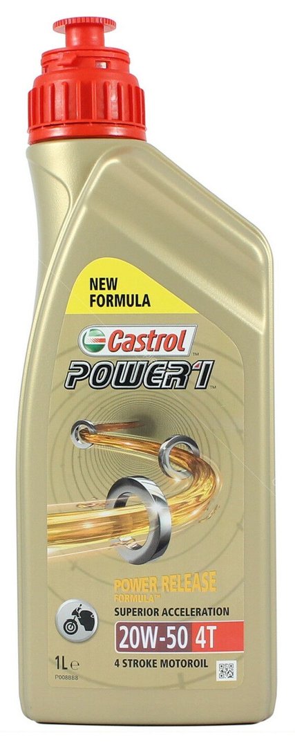 Castrol POWER 1 4T 20W-50 Semi-Synthetic Motorcycle Engine Oil, 1 Litre