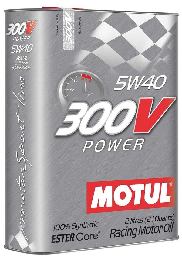 Motul 300V Power 5W40 Fully Synthetic Ester Core Racing Motor Engine Oil, 2 Litres