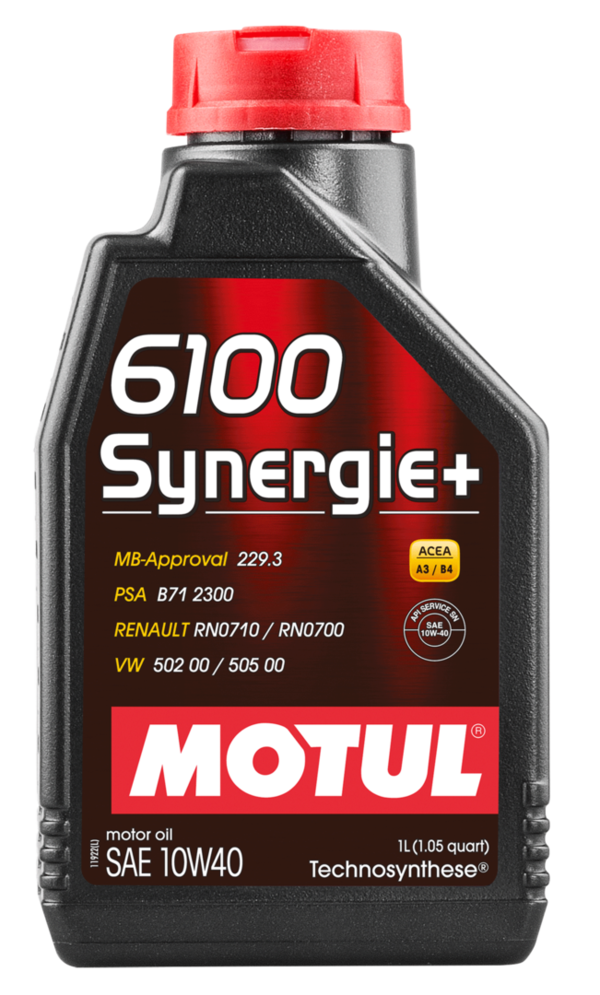 Motul 6100 Synergie+ 10W40 Technosynthese Engine Oil A3/B4 229.3 505 00 RN0700, 1 Litre