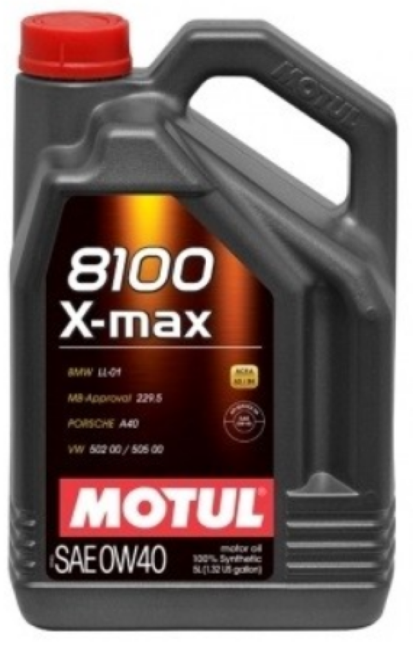 Motul 8100 X-max 0W40 Fully Synthetic Engine Motor Oil WSSM2C937A 505 00 LL-01, 5 Litres