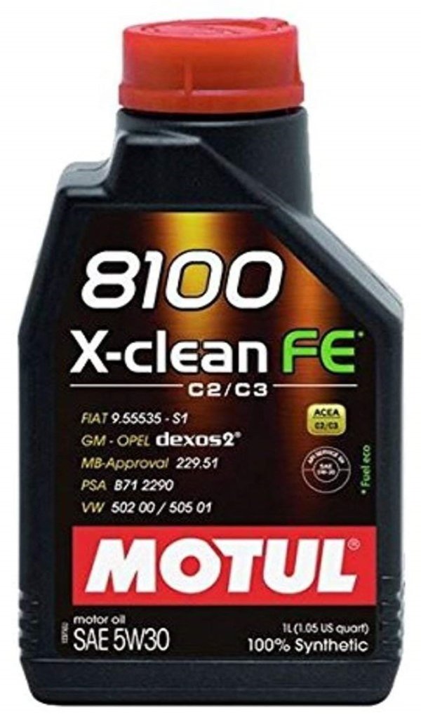 Motul 8100 X-Clean FE 5W30 C2 C3 Fully Synthetic Fuel Efficient Engine Motor Oil, 1 Litre