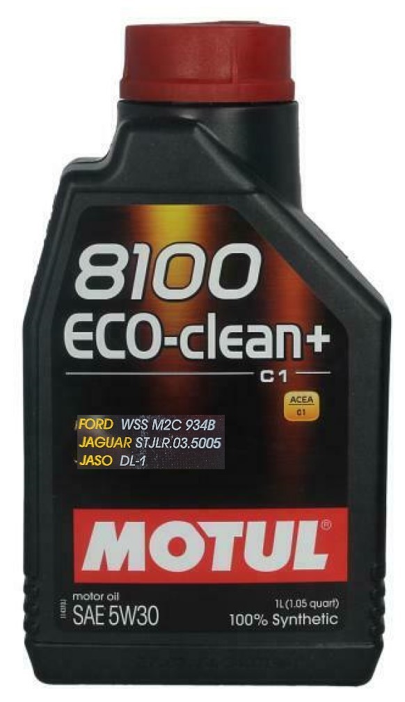 Motul 8100 ECO-clean+ 5W30 C1 Fully Synthetic Engine Oil WSSM2C934B STJLR035005, 1 Litre