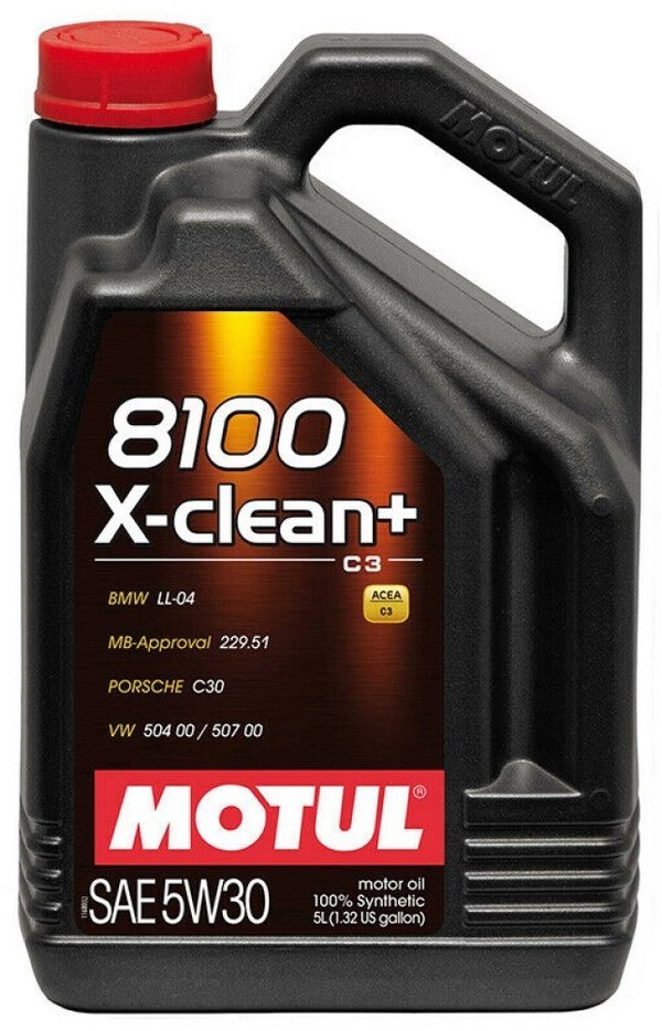 Motul 8100 X-clean+ 5W30 C3 Fully Synthetic Engine Motor Oil, LL04 229.51 50700, 5 Litres