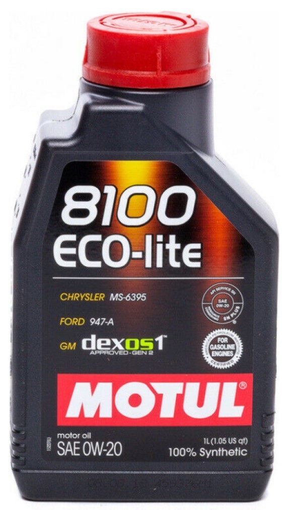 Motul 8100 Eco-lite 0W20 Fully Synthetic Engine Motor Oil, dexos1 947A MS-6395, 1 Litre