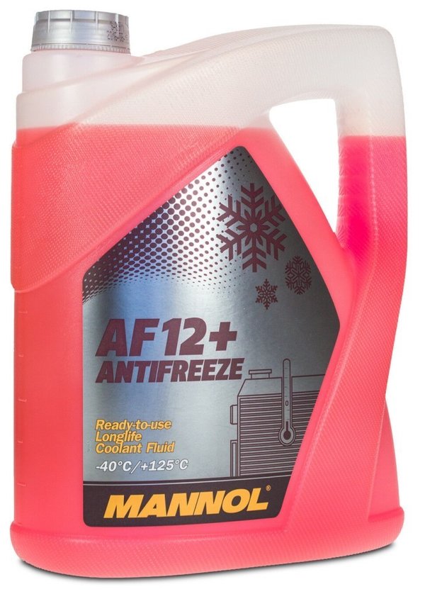 Mannol AF12+ Ready to use -40 Coolant Antifreeze, G12 VW TL774D TL774F, GS94000, 5 Litres