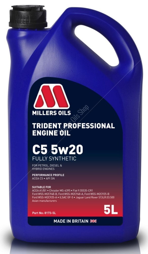 Millers Oils Trident Professional 5W20 C5 Fully Synthetic Engine Oil, 5 Litres