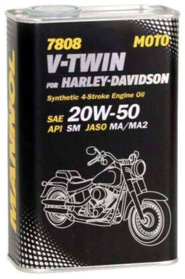 Mannol V-Twin for Harley Davidson 20W50 Fully Synthetic Engine Oil JASO MA MA2, 1 Litre