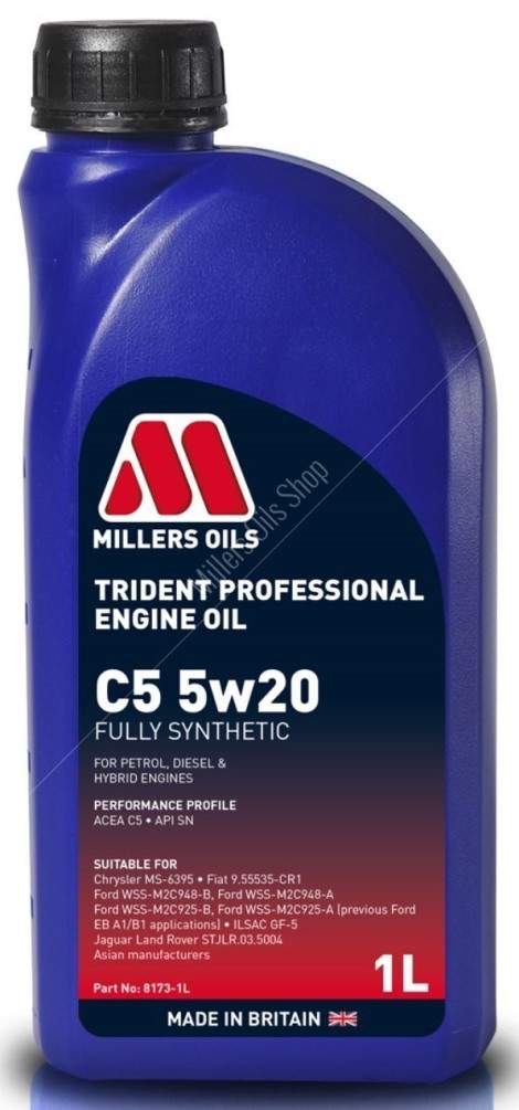 Millers Oils Trident Professional 5W20 C5 Fully Synthetic Engine Oil, 1 Litre