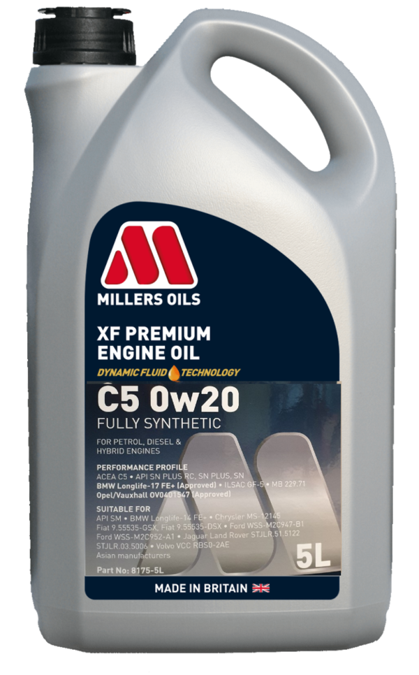 Millers Oils XF Premium 0W20 C5 C6 Fully Synthetic Engine Oil, 5 Litres