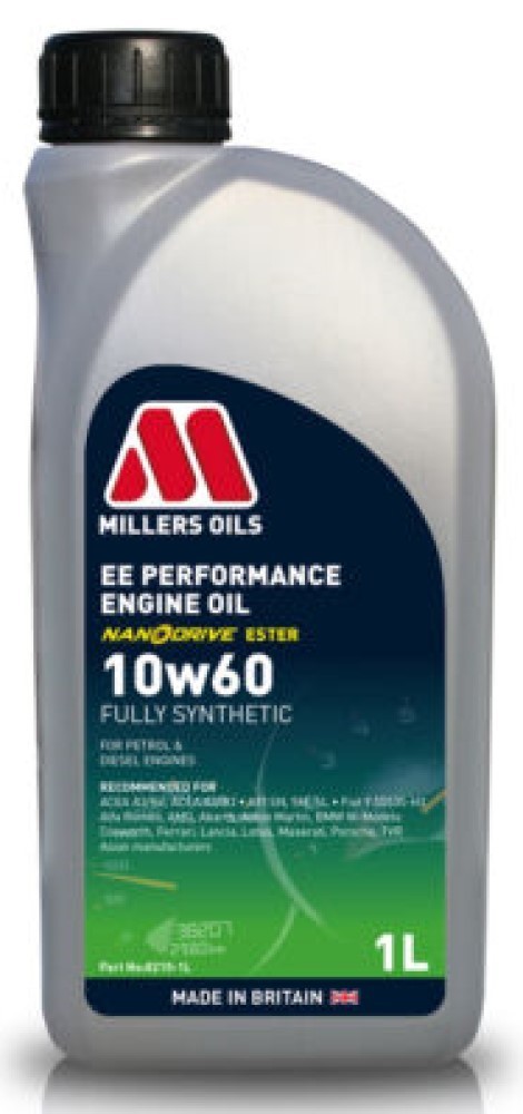 Millers EE Performance 10W60 Fully Synthetic Nanodrive Ester Engine Oil, 1 Litre