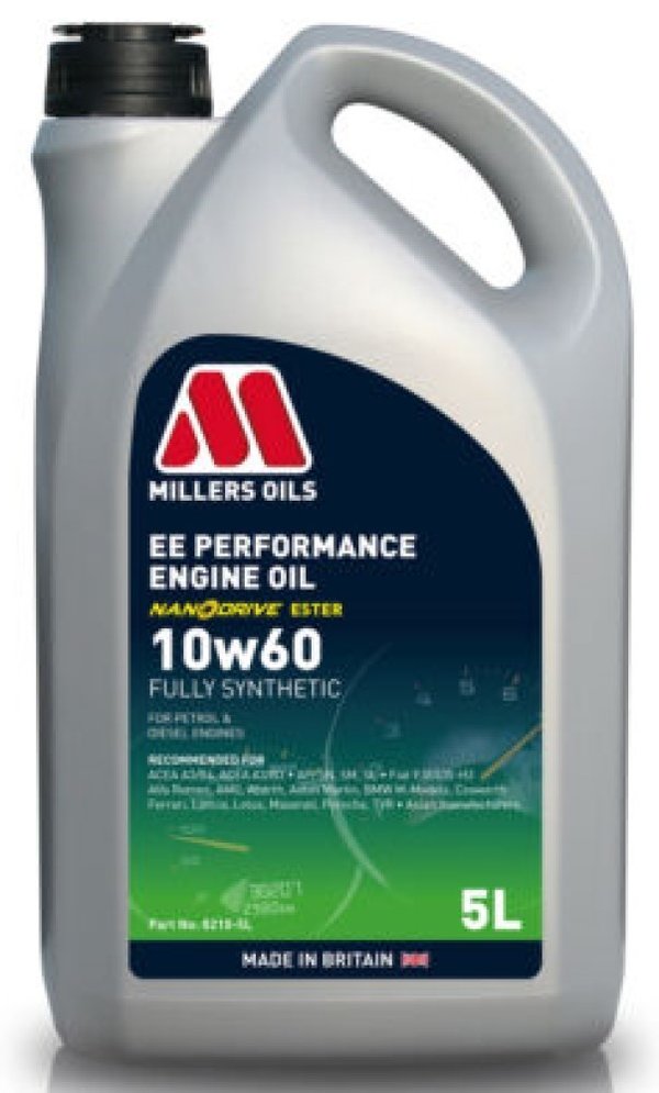 Millers EE Performance 10W60 Fully Synthetic Nanodrive Ester Engine Oil, 5 Litres