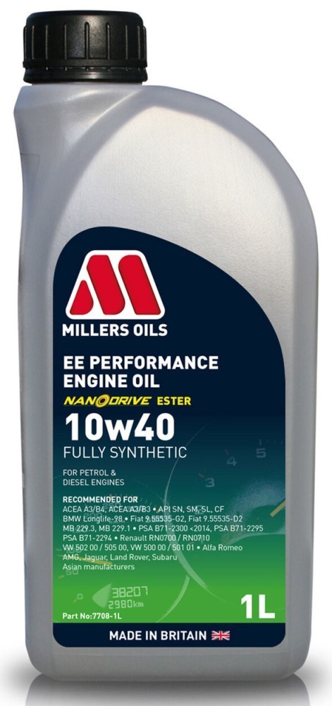 Millers Oils EE Performance Fully Synthetic 10w40 A3/B4 Engine Oil, 1 Litre