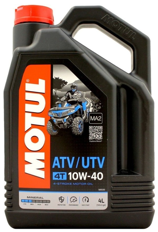 Motul ATV UTV 4T 10W40 Mineral Engine Oil, JASO MA2, 4 Litres