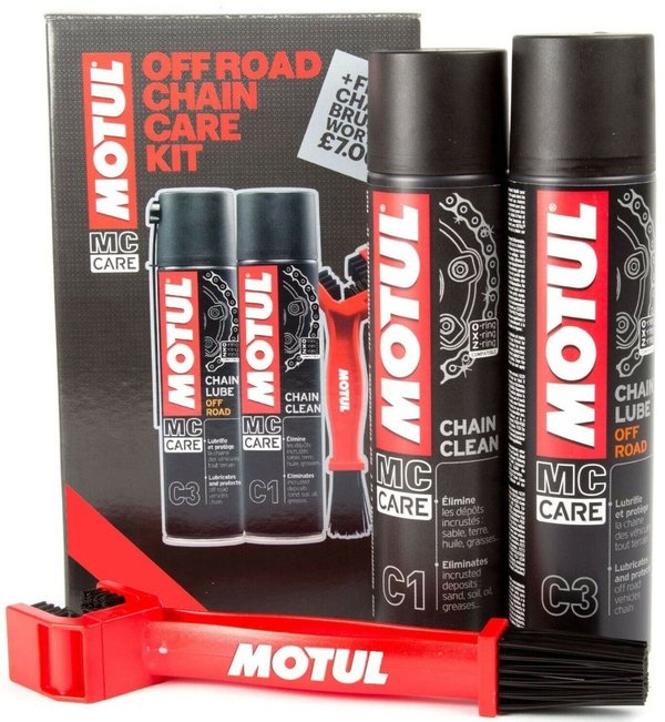 Motul Off Road Chain Care Kit, Lube Road, Cleaner and Brush