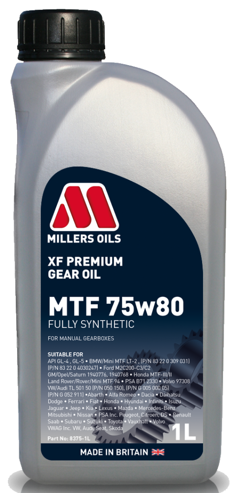 Millers Oils XF Premium MTF 75w80 GL4 GL5 Fully Synthetic Transmission Fluid Oil, 1 Litre