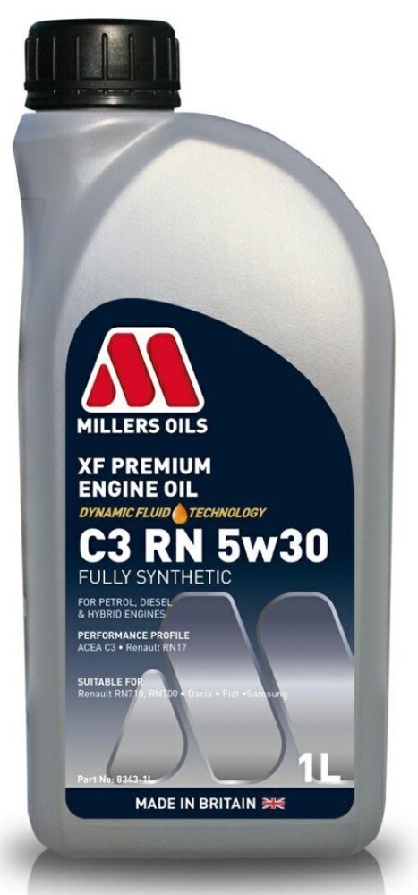 Millers Oils XF Premium Engine Oil C3 RN 5w30 Fully Synthetic Engine Oil, RN17,1 Litre