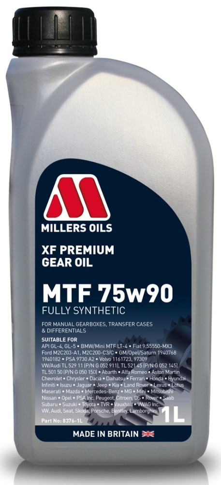 Millers Oils XF Premium MTF 75W90 GL4 GL5 Fully Synthetic Gear Oil, 1 Litre