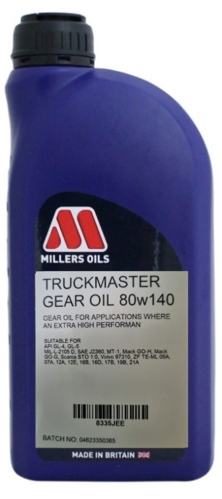 Millers Oils Truckmaster 80W140 GL4 GL5 Semi Synthetic Gear Oil, 1 Litre