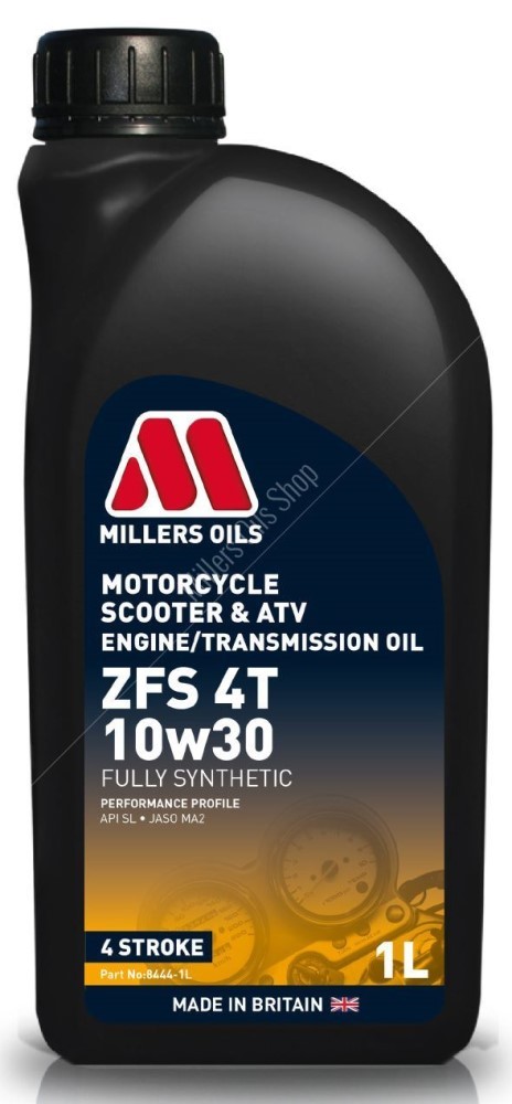 Millers Oils ZFS 4T 10W30 Fully Synthetic Motorcycle Engine / Transmission Oil, 1 Litre