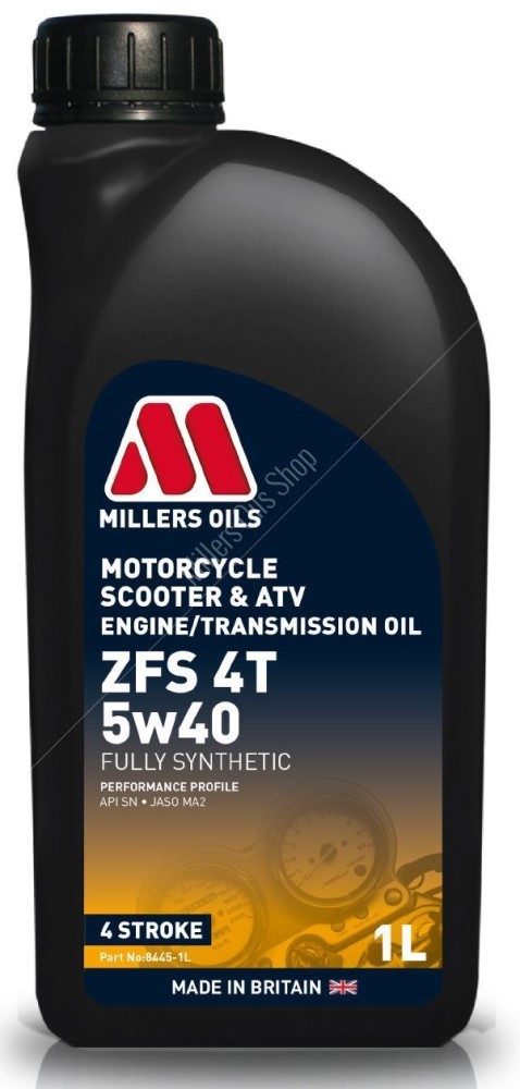 Millers Oils ZFS 4T 5W40 Fully Synthetic Motorcycle Engine / Transmission Oil,1 Litre