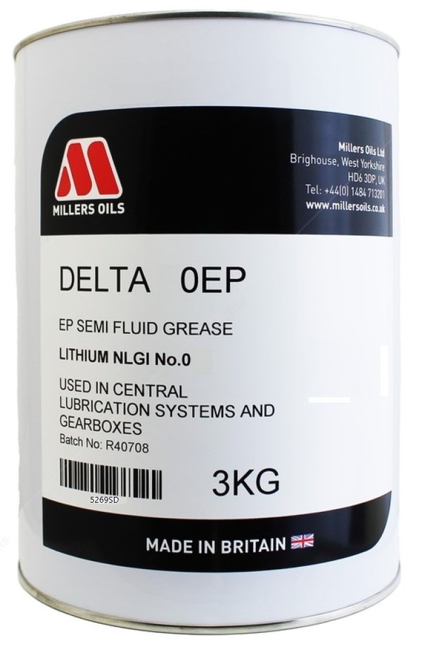 Millers Oils Delta 0EP Semi Fluid Grease, Lithium NLGI No.0, 3KG