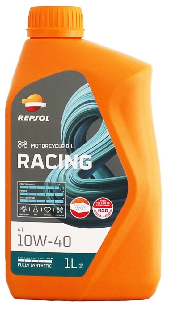 REPSOL RACING 4T 10W-40 10W40 Fully Synthetic Motorcycle Engine Oil, 1 Litre